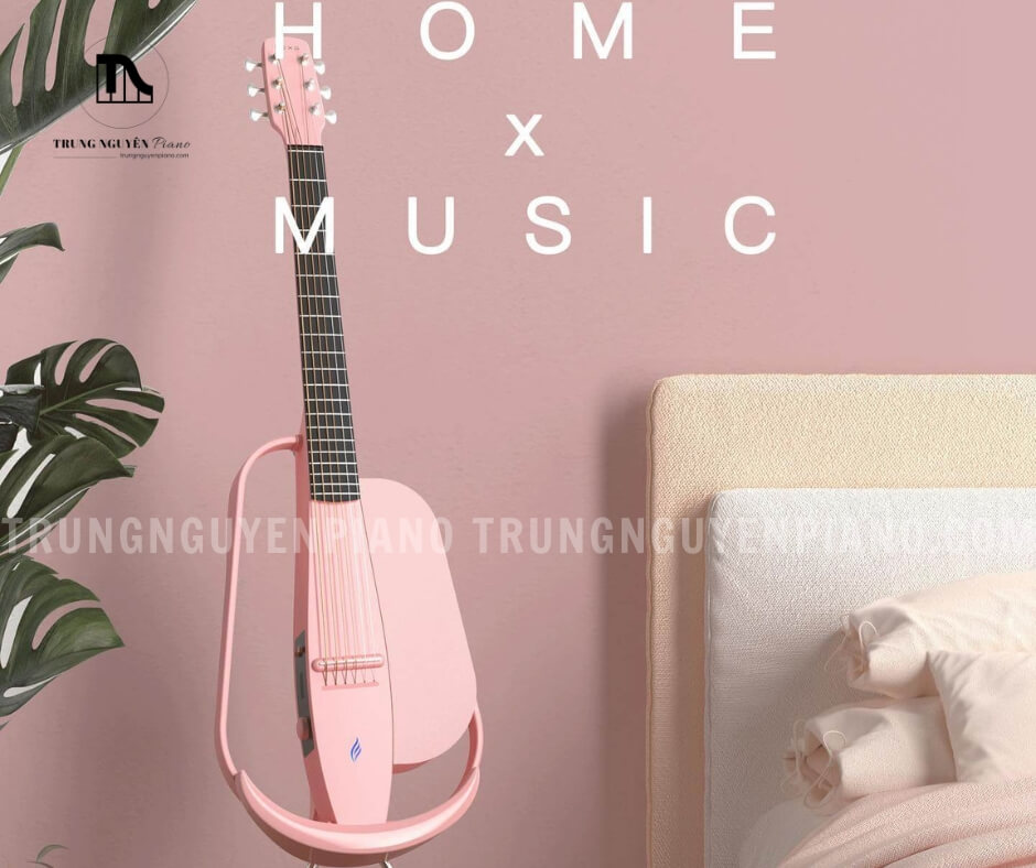 GUITAR ENYA NEXG PINK có thiết kế cần đàn bán kính và không phím đàn