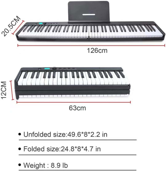 Kích thước của đàn piano gấp gọn Bora BX20
