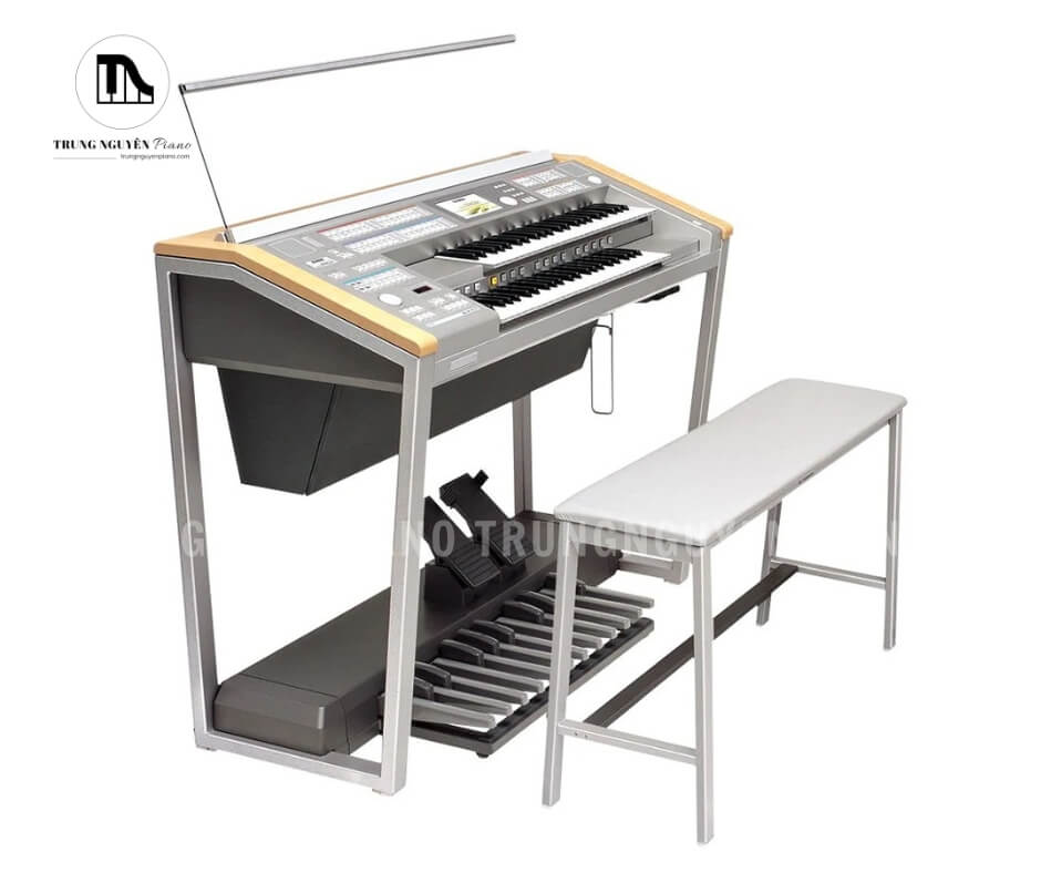 Đàn 2 tầng Electone Yamaha ELS01C 5 Electone Yamaha ELS01C có màu bạc kim loại pha xen với một số chi tiết màu gỗ tự nhiên