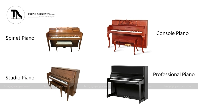 Kích thước đàn Piano - Cách chọn phù hợp với không gian và nhu cầu 4 Upright Piano được phân thành 4 loại