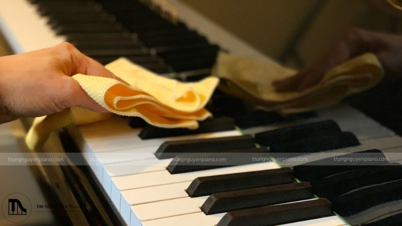 Vệ sinh đàn piano điện thường xuyên bằng khăn mềm, khô hoặc ướt
