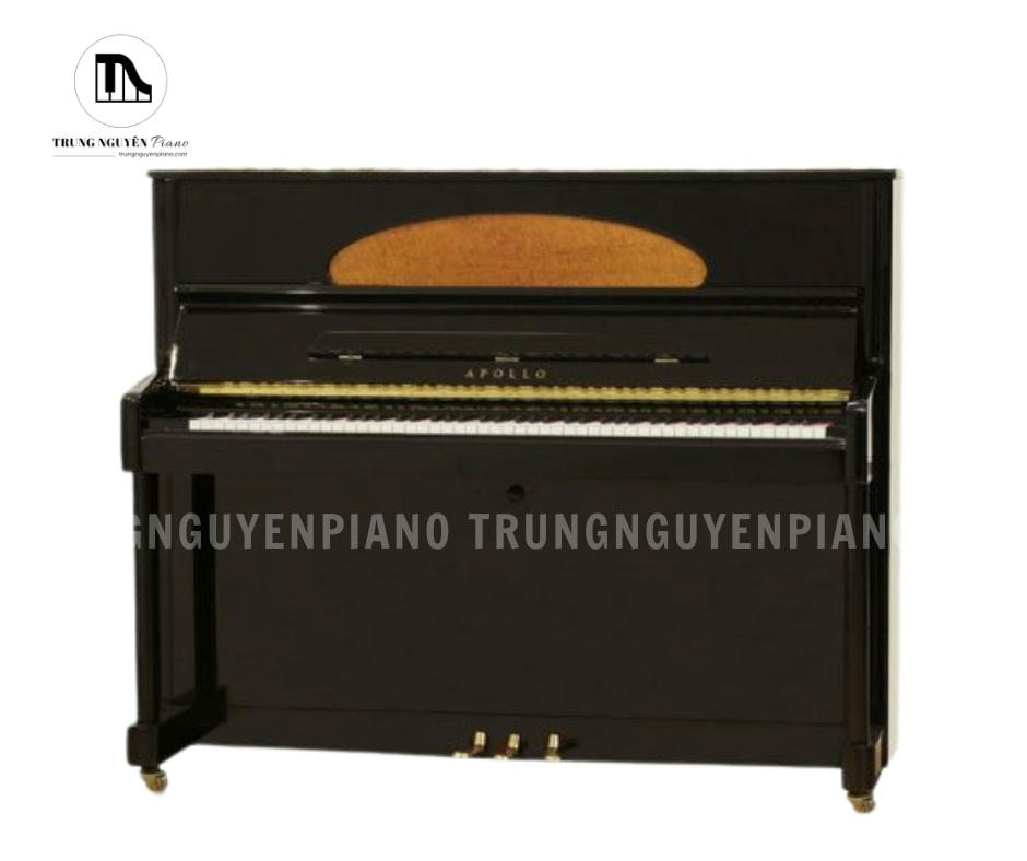 Đàn Piano Apollo A1210W sở hữu thiết kế hiện đại, sang trọng với mặt trước phía trên được làm bằng gỗ vân sam tự nhiên