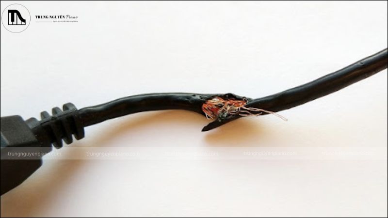 Dây cắm bị đứt khiến phím đàn piano không lên tiếng