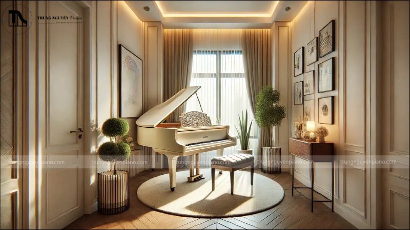 Đàn piano cánh buồm màu trắng