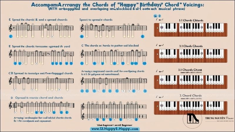 Hướng dẫn đánh đàn piano bài Happy Birthday đơn giản 6 Hướng dẫn cách đệm hợp âm cho bài hát (rải, chập)