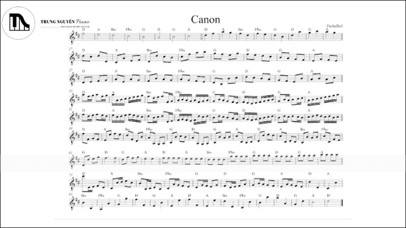 Canon in D piano sheet bản chuẩn, đầy đủ