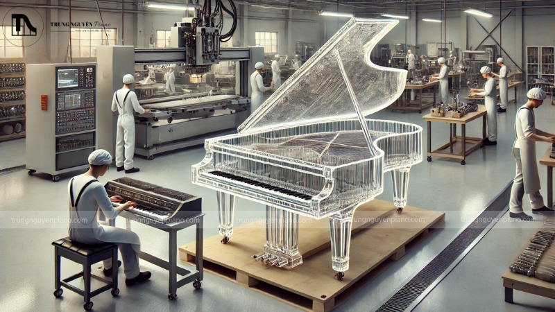Đàn Piano trong suốt là gì? Chi tiết cấu tạo, công nghệ và bảng giá mới 3 Một piano trong suốt được sản xuất kết hợp giữa kỹ thuật thủ công và công nghệ hiện đại