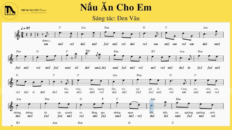 Sheet piano Nấu Ăn Cho Em
