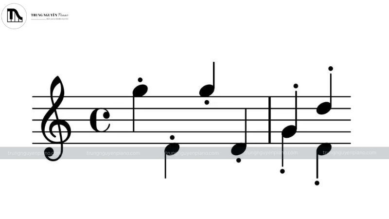 Dấu Staccato trên bản nhạc