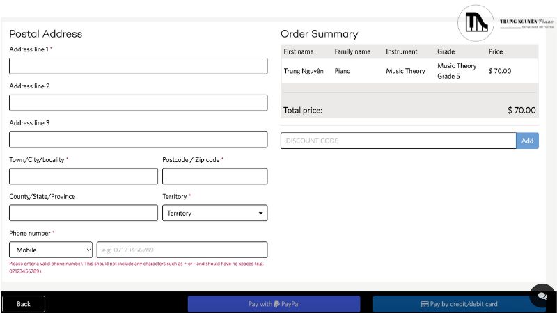 Nhập thông tin thanh toán