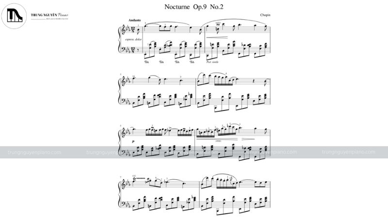 Sheet nhạc "Nocturne Op.9 No.2" của Chopin