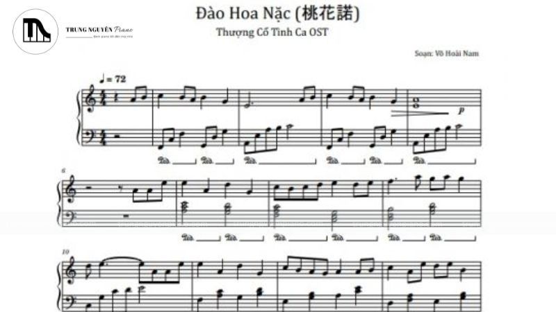 Tuyển tập sheet piano nhạc Trung Quốc hay nhất cho mọi trình độ 4 "Đào Hoa Nặc" (桃花诺):