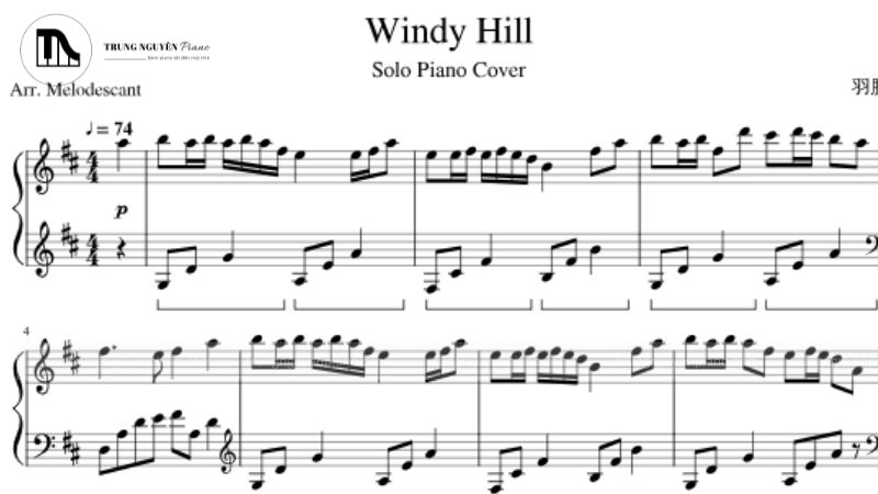 Tuyển tập sheet piano nhạc Trung Quốc hay nhất cho mọi trình độ 3 "Windy Hill" (风居住的街道)