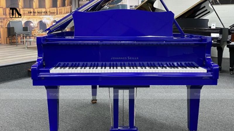 Đàn piano màu xanh có thiết kế thời trang và khác biệt