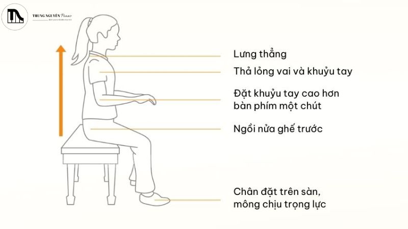 Tư thế ngồi đúng rất quan trọng giúp chơi piano hiệu quả