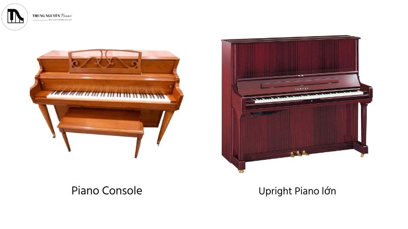 Đàn Piano Console là gì? Có phù hợp với không gian sống của bạn 4 So sánh piano console và upright piano lớn