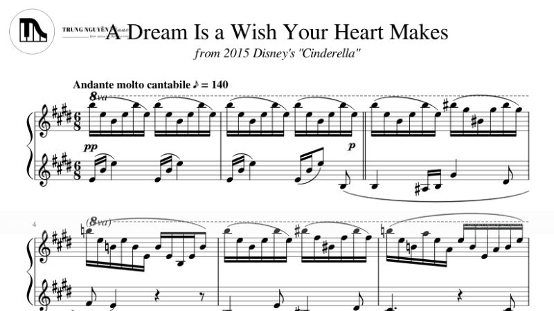 Đắm chìm trong top 10 bản nhạc piano nhẹ nhàng 8 A Dream Is A Wish Your Heart Makes - Disney Peaceful Piano