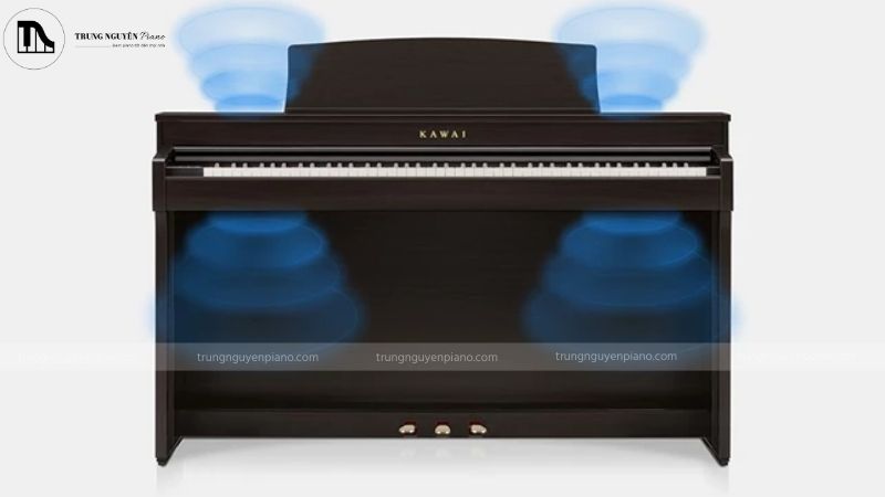 Luồng âm thanh lan tỏa trên một cây piano điện
