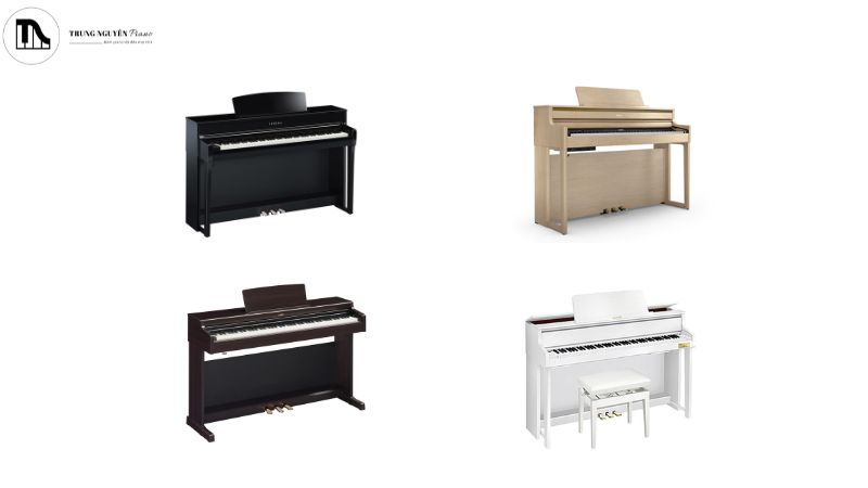Các mẫu piano điện phím gỗ với các kiểu dáng khác nhau