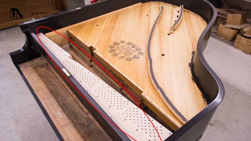 Tất tần tật cấu tạo Grand Piano: Các bộ phận chi tiết 13 Pinblock (khối giữ chốt lên dây) là một khối gỗ nhiều lớp rất cứng
