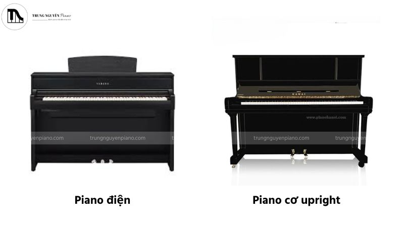 Độ tuổi vàng cho bé học piano: Khi nào là thời điểm lý tưởng nhất? 9 Một cây đàn piano điện hiện đại và một cây piano cơ upright
