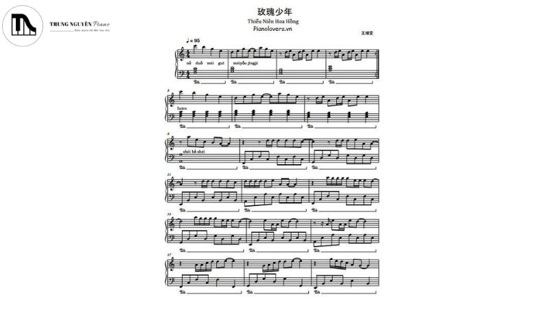 Bảng sheet piano Thiếu Niên Hoa Hồng mới cập nhật