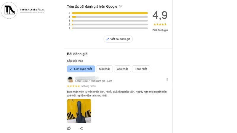 Đánh giá khách hàng là nguồn thông tin tham khảo quý giá