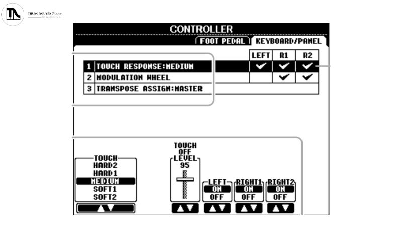 Cài đặt độ nhạy của phím đàn