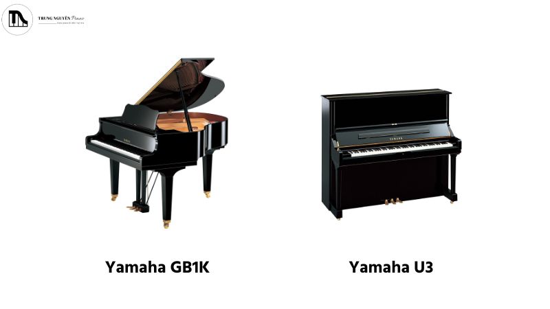 Yamaha GB1K và một cây đàn upright piano Yamaha U3