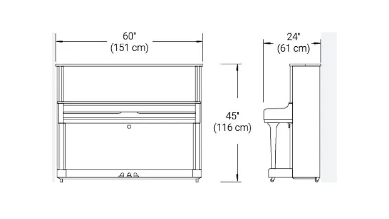Kích thước một cây đàn upright piano