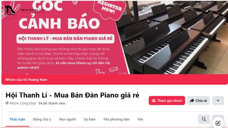 Một nhóm Facebook chuyên mua bán đàn piano cũ