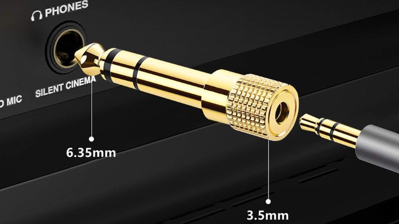 Tai nghe chuẩn 3.5mm cần dùng adapter để kết nối với cổng tai nghe 6.35mm