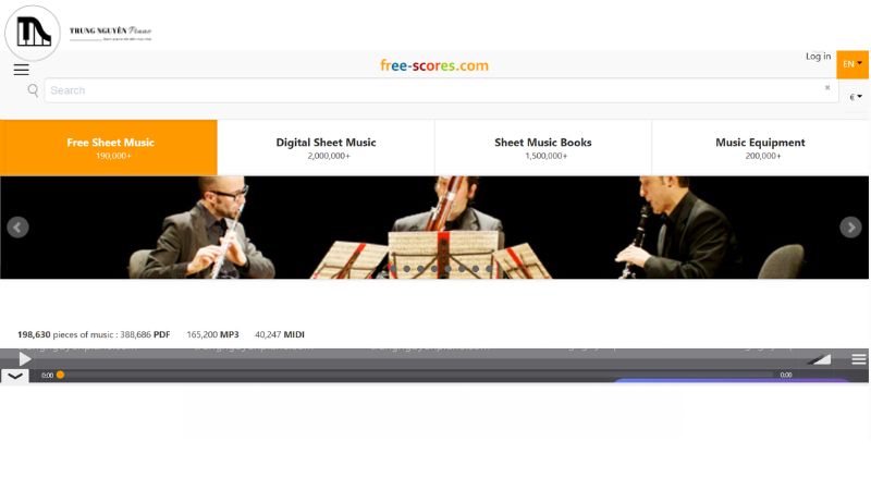 Website sheet nhạc Free-scores.com với kho lưu trữ đa dạng 