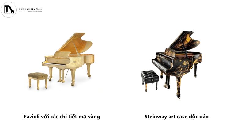 Fazioli với các chi tiết mạ vàng và một cây Steinway art case độc đáo
