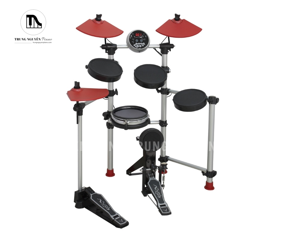 Pad Snare 2 vùng thoát khỏi màu đen truyền thống với các chi tiết màu đỏ tươi