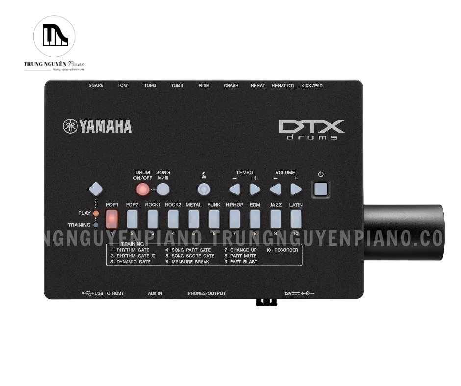 Trống Điện YAMAHA DTX432K 7 Trống Điện YAMAHA DTX432K trang bị module chứa đựng một thư viện âm thanh phong phú với 287 tiếng trống, bộ gõ và 128 tiếng keyboard