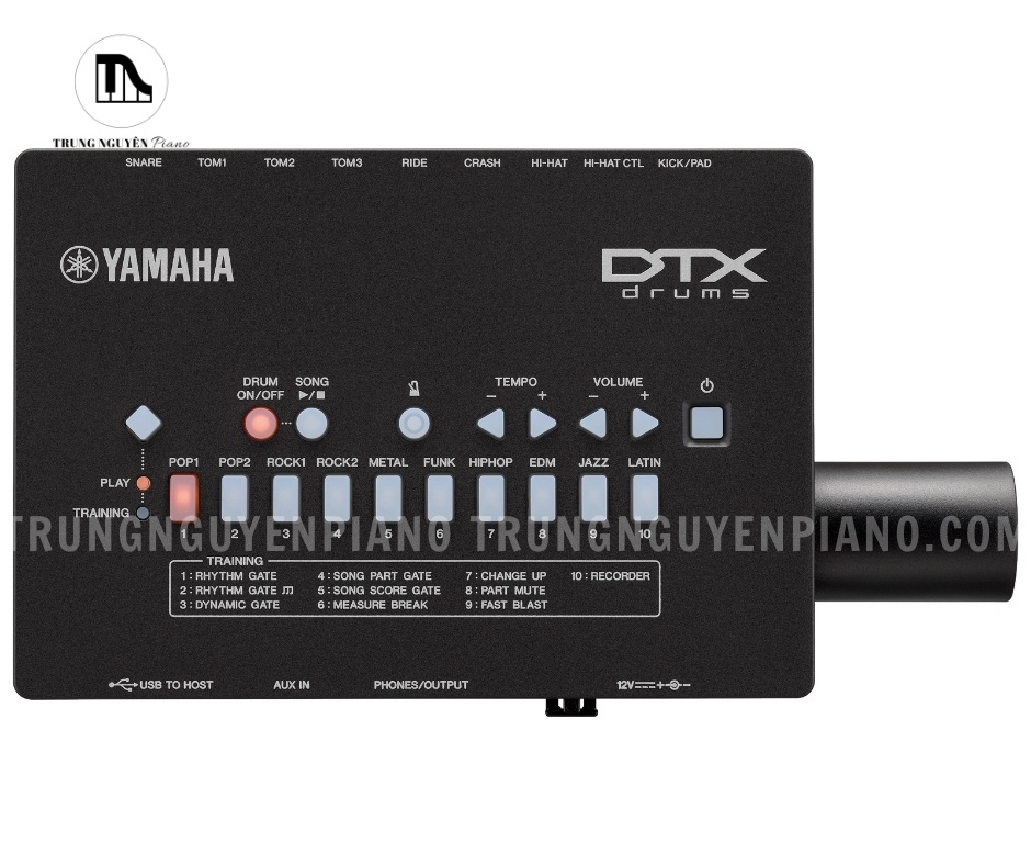 Trống Điện YAMAHA DTX452K 10 Trung tâm của Trống Điện YAMAHA DTX452K là module DTX402, chứa đựng một thư viện âm thanh phong phú và chất lượng