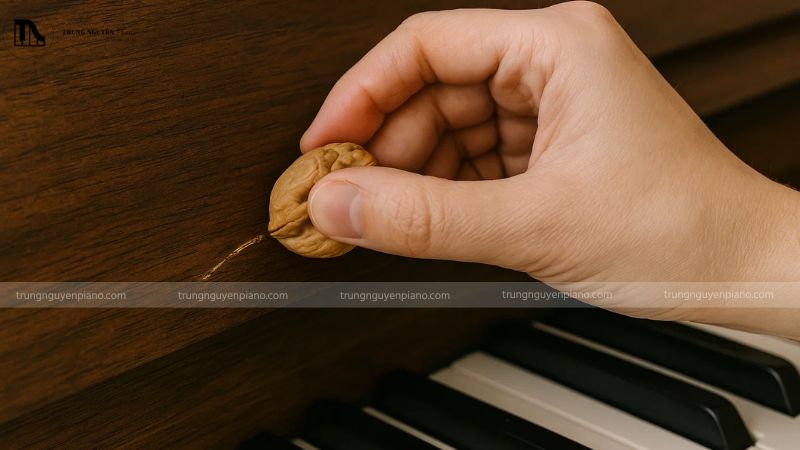 Chà nhân quả óc chó theo chiều thớ gỗ