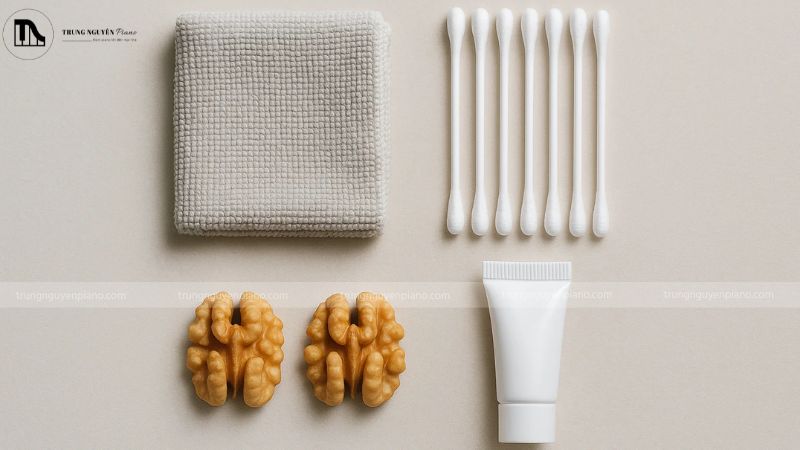 Chuẩn bị vật liệu cần thiết trước khi xử lý vết xước đàn piano tại nhà
