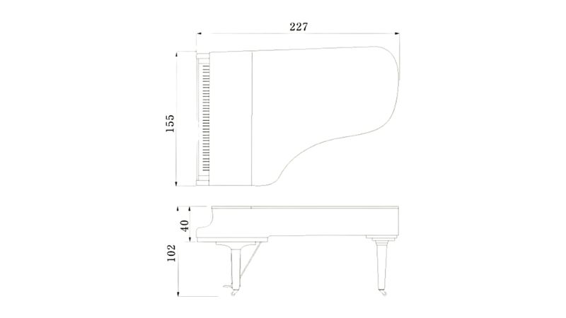 Kích thước của Yamaha C7X PE