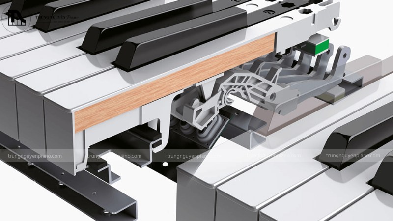 Bàn phím PHA-50 với lõi nhựa và hai thanh ốp gỗ