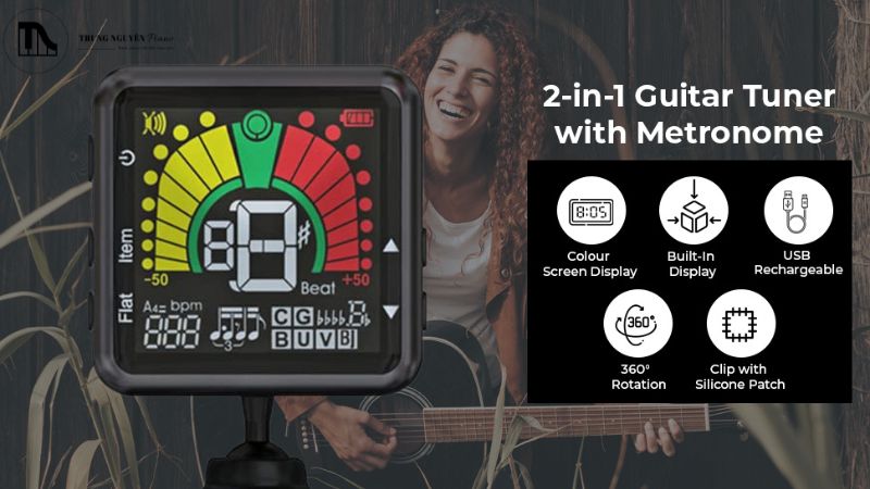 Máy lên dây Guitar Metronome 2in1: Tiện lợi & Hiệu quả 6 Chọn máy lên dây guitar kiêm Metronome