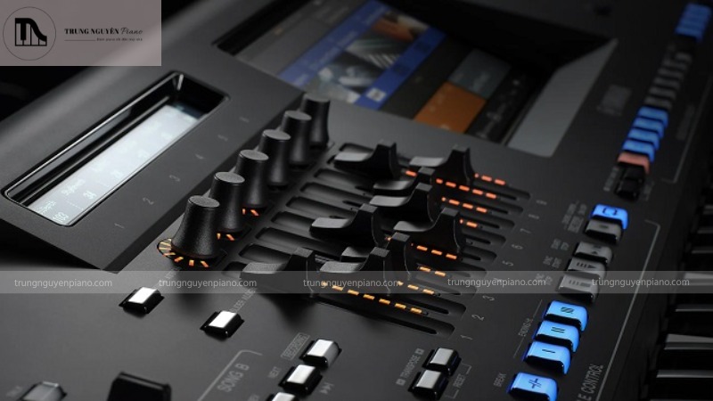 Khu vực điều khiển Styles trên Yamaha Genos2 với nút Style Dynamics Control