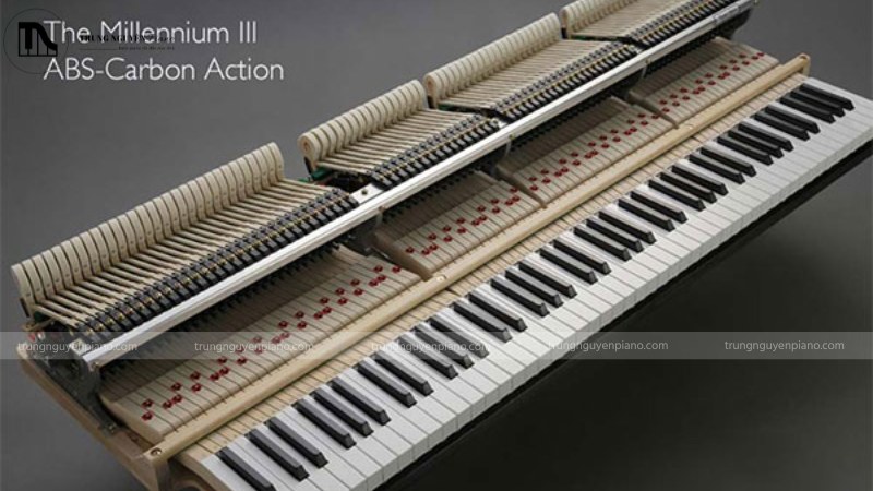 Bộ máy cơ Millennium III Action của Kawai với các chi tiết ABS-Carbon