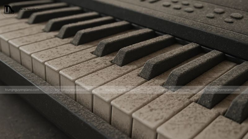 Bụi bẩn lâu ngày có thể khiến phím đàn bị kẹt hoặc hư hỏng cảm biến