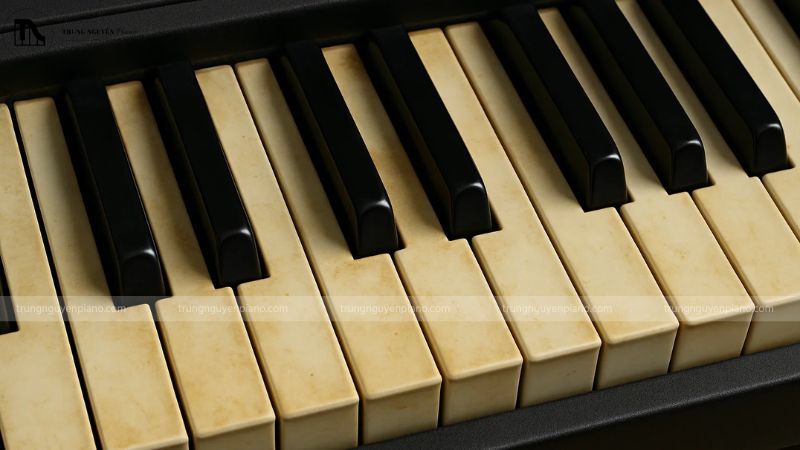 Phím đàn bị ố vàng nhẹ có thể làm sạch bằng dung dịch chuyên dụng