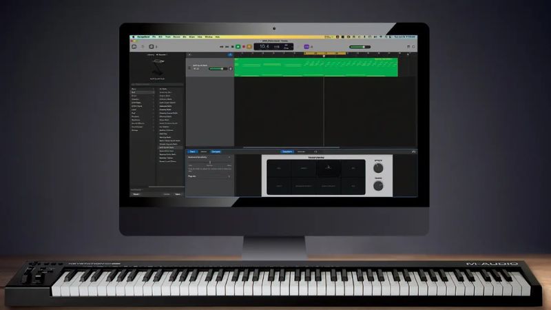 Thiết lập thiết bị thu âm trên GarageBand để nhận tín hiệu từ piano điện