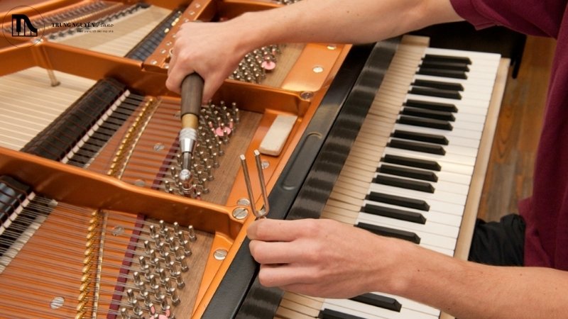 Top dung dịch không dùng cho đàn piano có lớp sơn bóng 6 Lên dây đàn piano