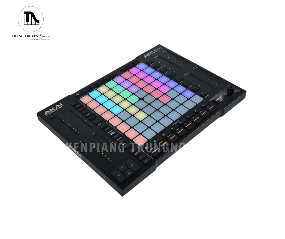 Akai APC64 với ma trận pad 8×8 RGB, thiết kế trực quan cho sản xuất và biểu diễn cùng Ableton Live