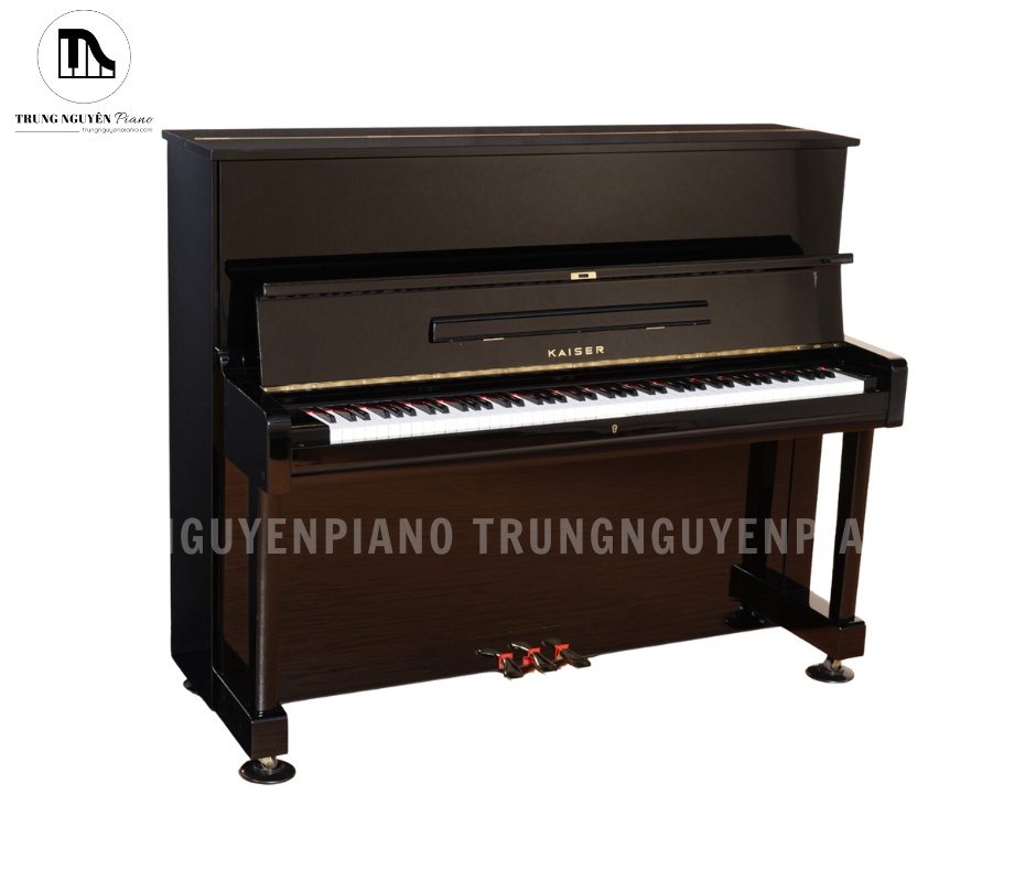 Đàn piano upright Kaiser K1A màu đen với thiết kế hiện đại